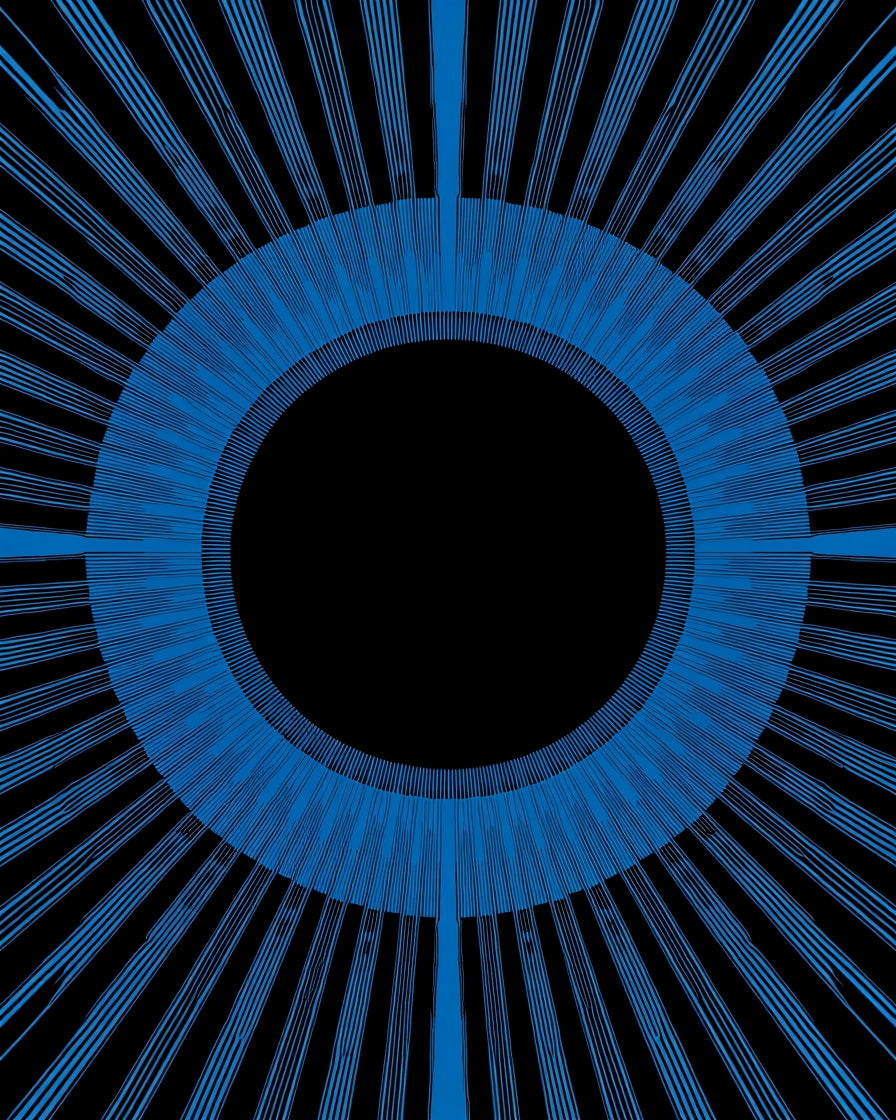 Radiant Blue Sunburst Geometric Design Rug
