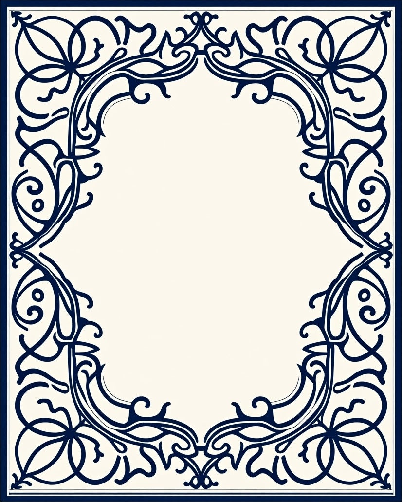 Intricate Scrollwork Inlaid Design Rug
