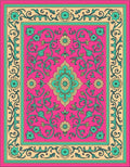 Vibrant Floral Scroll Pattern Rug
