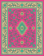Vibrant Floral Scroll Pattern Rug