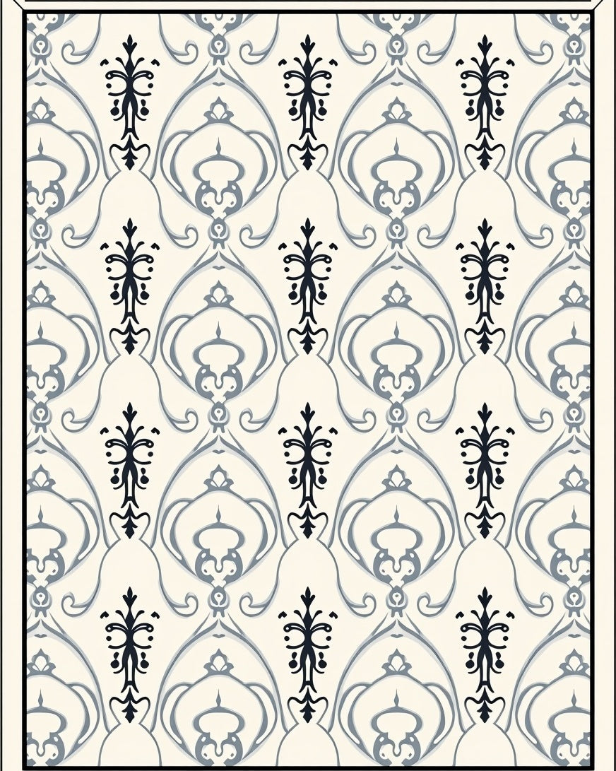 Classic Floral Arch Damask Design Rug