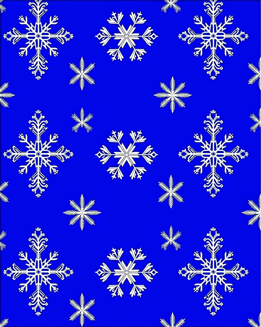 White Snowflakes on Blue Pattern Rug