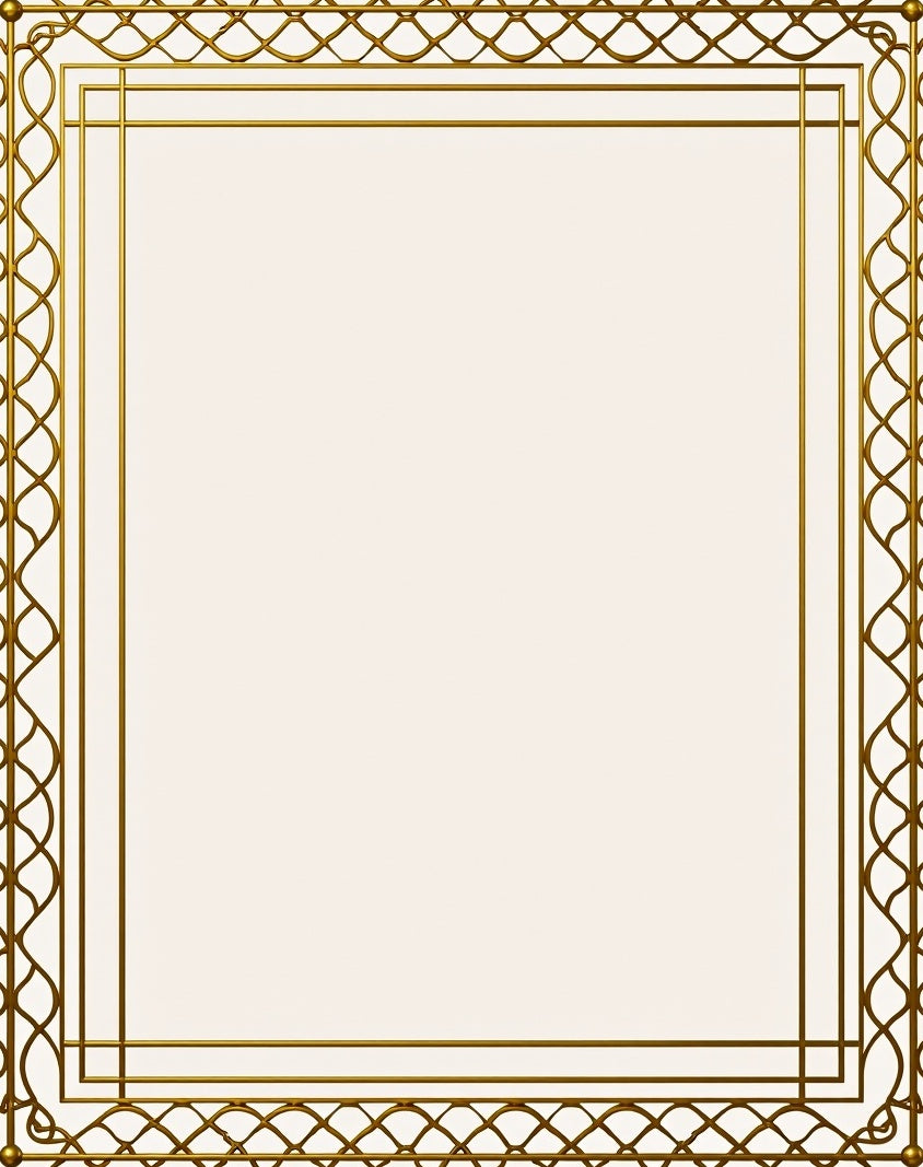 Ornate Gold Geometric Border Rug