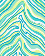 Wavy Teal Aqua Lime Stripes Rug