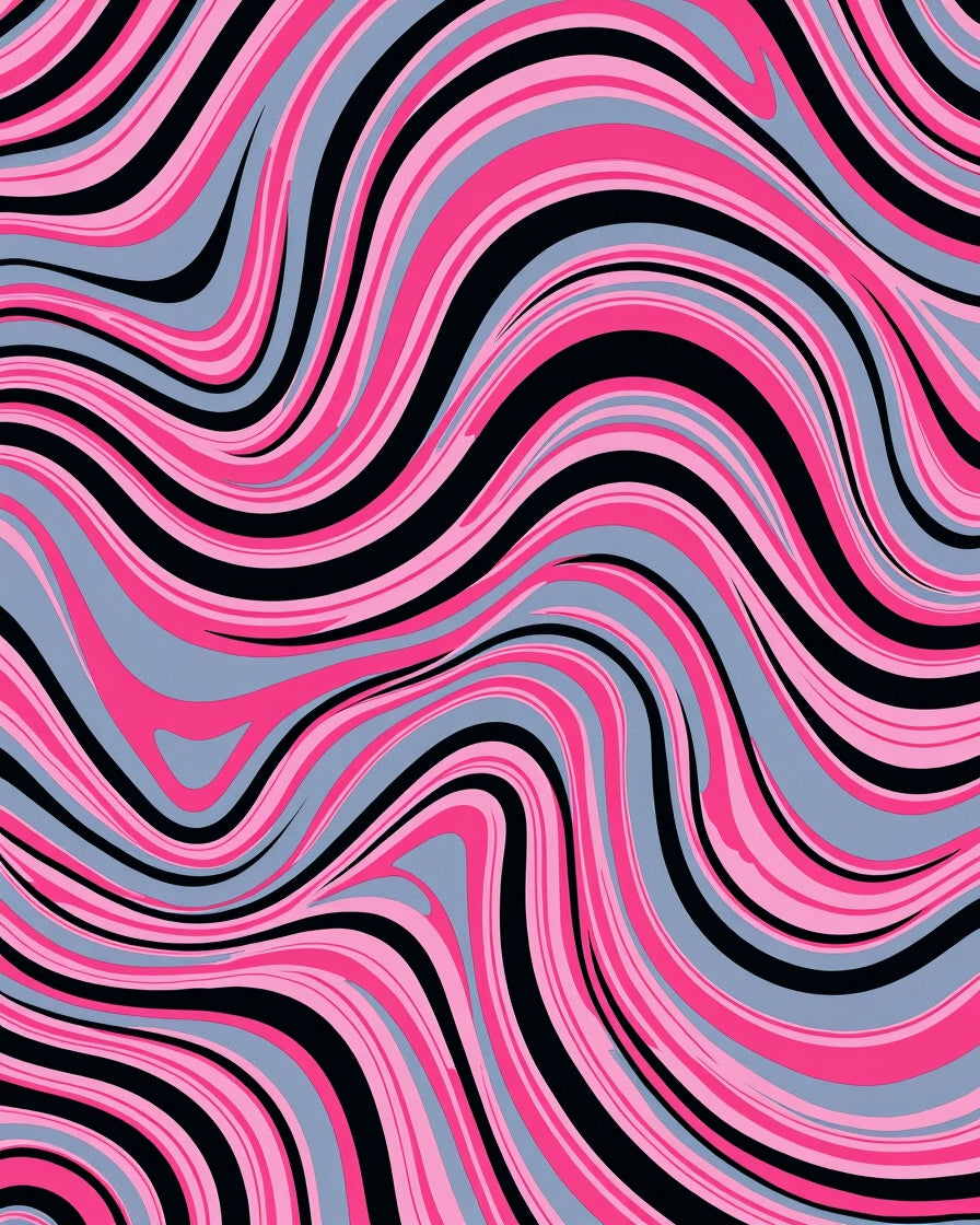 Psychedelic Swirl Pink Black Gray Rug
