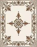 Ornate Brown Rococo Swirl Pattern Rug