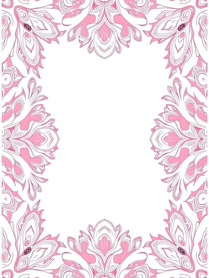 Pink Floral Mandala Border Design Rug