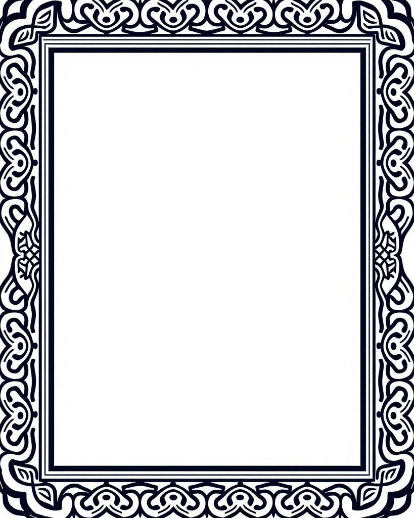 Ornate Vintage Scroll Border Rug