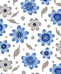 Blue Gray Floral Pattern Rug