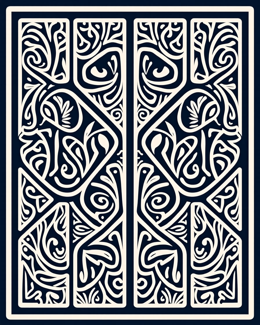 Intricate Mono Floral Swirl Pattern Rug