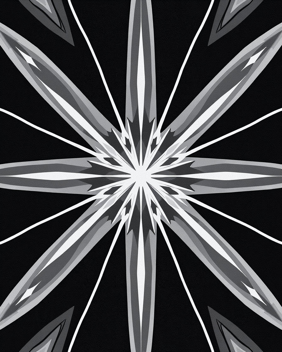 Abstract Radial Starburst Grey Pattern Rug