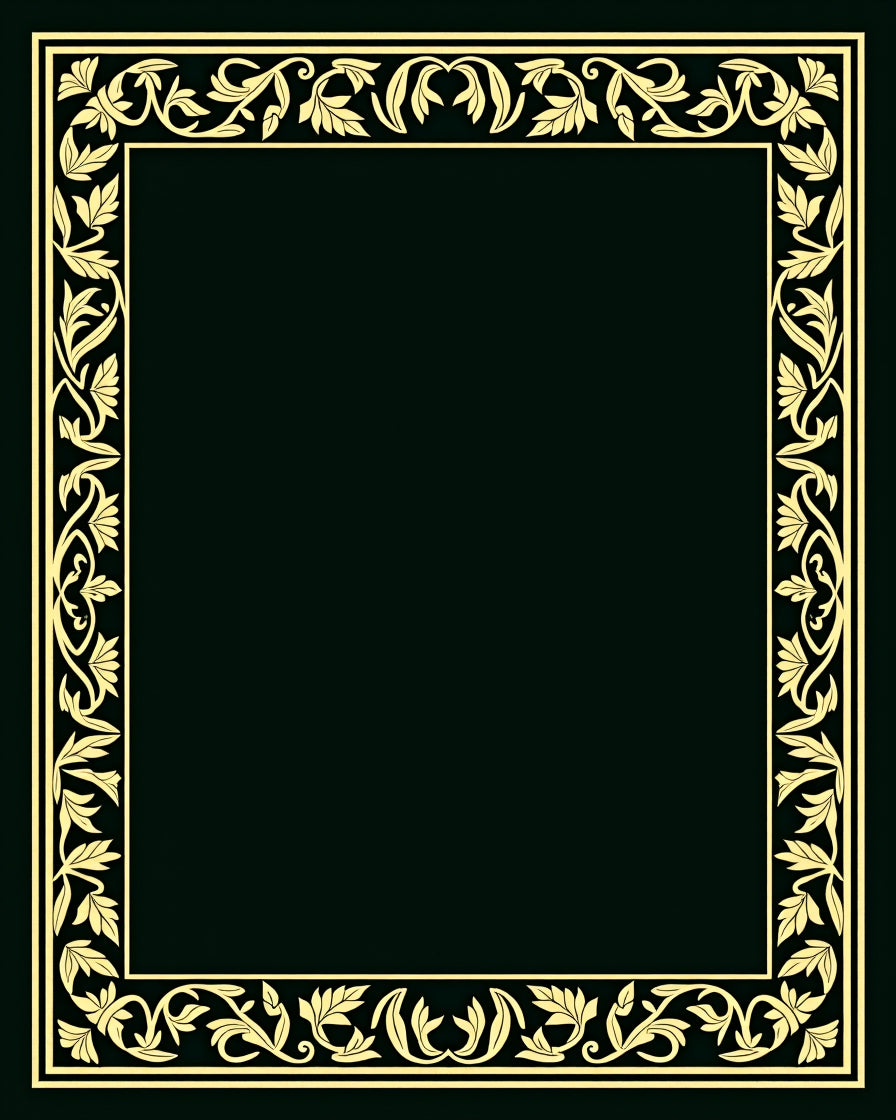 Golden Leaf Scroll Border Rug