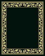 Golden Leaf Scroll Border Rug