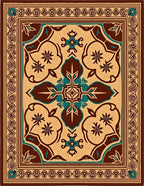 Ornate Floral Patterned Medallion Rug