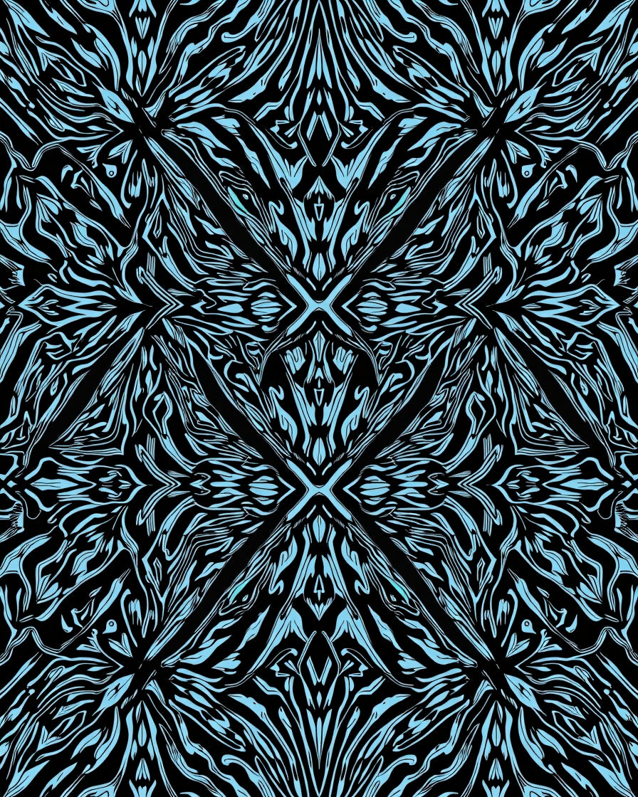 Abstract Light Blue Black Pattern Rug