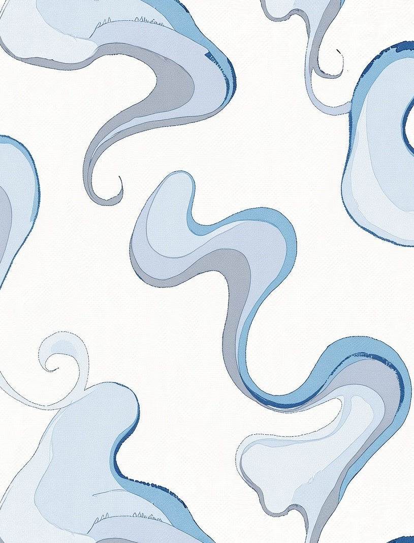 Flowing Blue Cloud-Like Abstract Pattern Rug