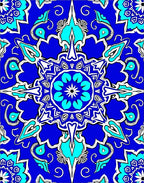 Ornate Blue Teal Floral Mandala Rug