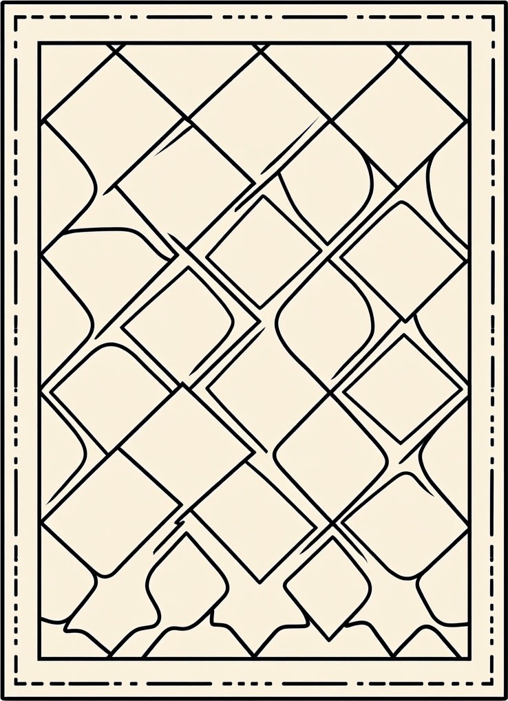 Abstract Diamond Lattice Curved Pattern Rug