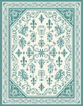 Classic Teal Floral Intricate Pattern Rug