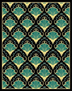 Art Nouveau Teal Gold Floral Pattern Rug