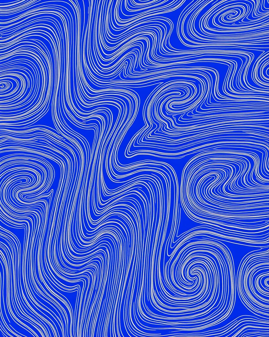 Abstract Blue Swirl Line Art Rug
