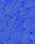 Abstract Blue Swirl Line Art Rug