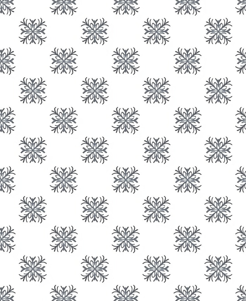 Gray Floral Square Repeating Pattern Rug