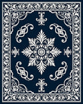 Ornate Floral Scrollwork Dark Rug