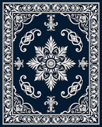 Ornate Floral Scrollwork Dark Rug