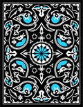 Intricate Teal White Floral Pattern Rug