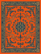 Bold Orange Blue Vintage Floral Rug