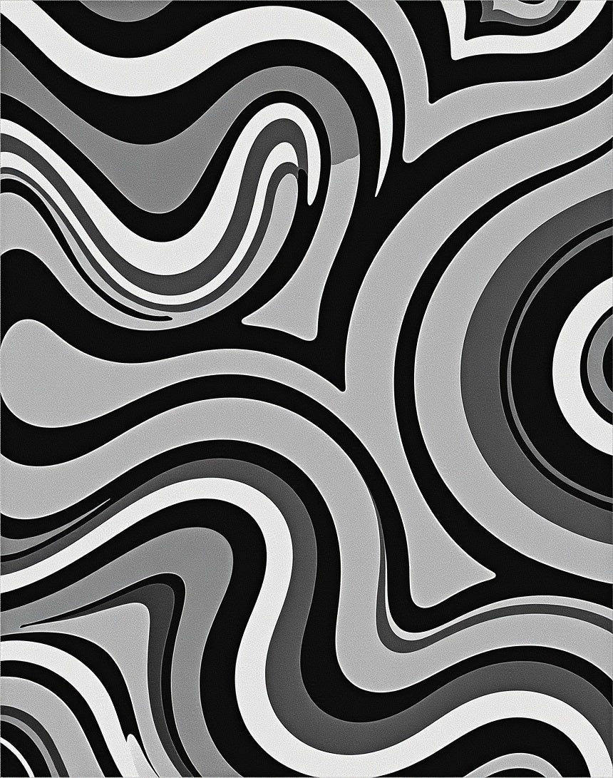 Dynamic Swirl Gradient Monochrome Design Rug