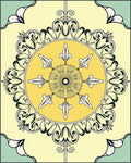 Yellow Sunburst Floral Medallion Rug
