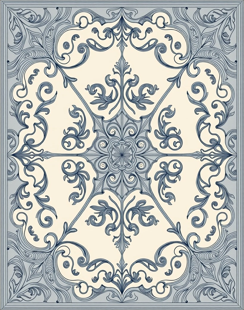 Ornate Laurel Pattern Design Rug