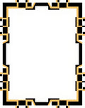 Modern Black Gold Geometric Frame Rug