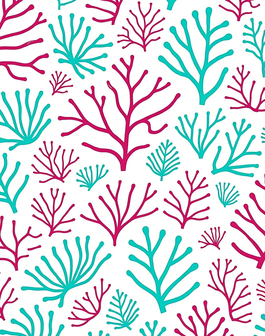 Coral Branch Pattern Red Teal Rug