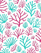 Coral Branch Pattern Red Teal Rug
