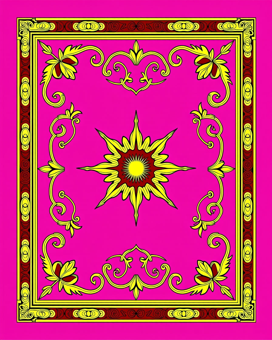 Ornate Sun Floral Pink Rug