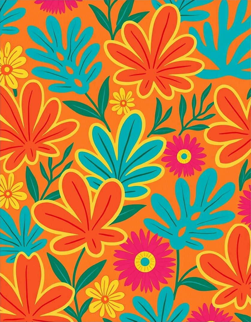 Vibrant Tropical Floral Pattern Rug