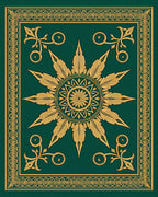 Elegant Gold Floral Sunburst Design Rug