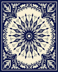 Intricate Navy Floral Medallion Design Rug