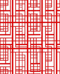 Bold Red Geometric Line Grid Rug