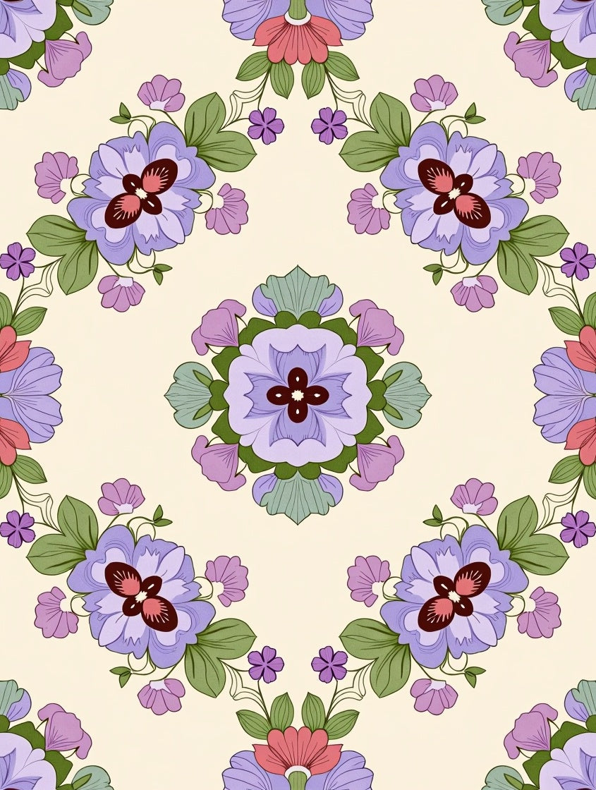 Vintage Floral Patterned Pastel Rug