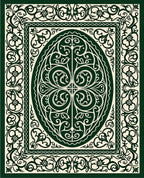 Ornate Floral Scrollwork Oval Pattern Rug