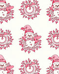 Pink Cartoon Snowman Foliage Medallion Rug