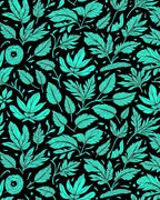 Aqua Leaf Patterned Abstract Design Rug