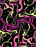 Vibrant Pink Yellow Swirl Pattern Rug