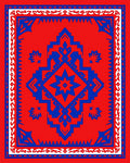 Bold Red Blue Geometric Medallion Design Rug