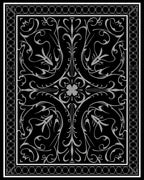Ornate Flourish Black Gray Design Rug