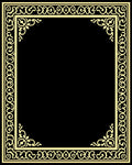 Ornate Golden Swirl Border Design Rug
